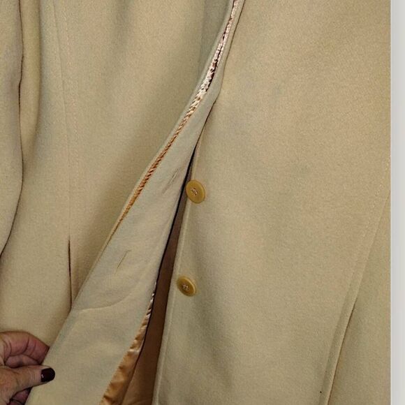 Katherine Kelly Womens Sz 8 Wool Cashmere Blend Coat Yellow Carcoat Peacoat Vtg - Picture 7 of 11